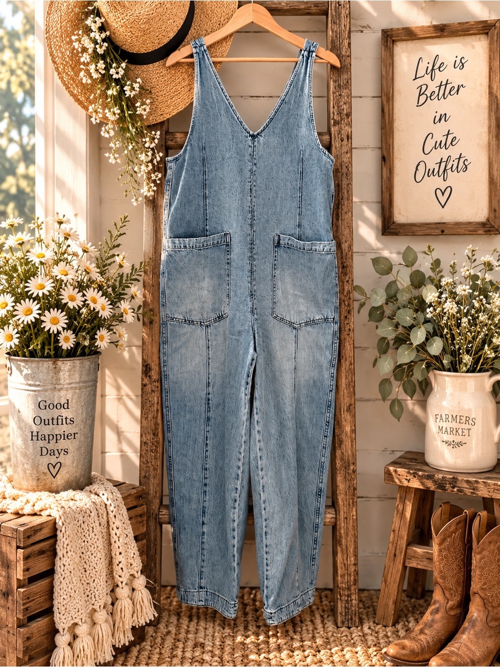 Maurices Light Blue Denim Overalls Jumpsuit